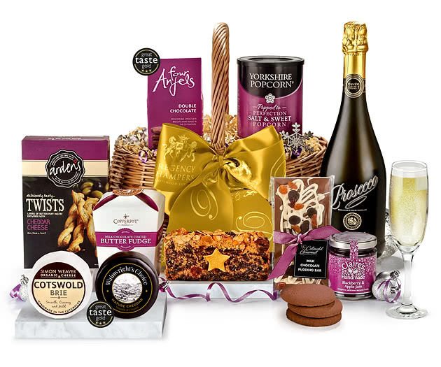 Christmas Celebration Gift Basket With Prosecco